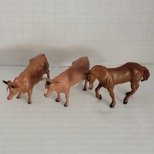 Vintage Britains Farm Animal Cow Bull Horse Brown White 1992 1984 Figures 3"+